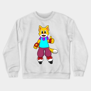 Cat as Skater with Inline skates Crewneck Sweatshirt